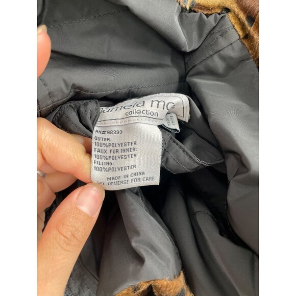 NWT Pamela McCoy Collection Reversible Quilted Faux Fur Leopard Print Jacket L - Picture 4 of 10